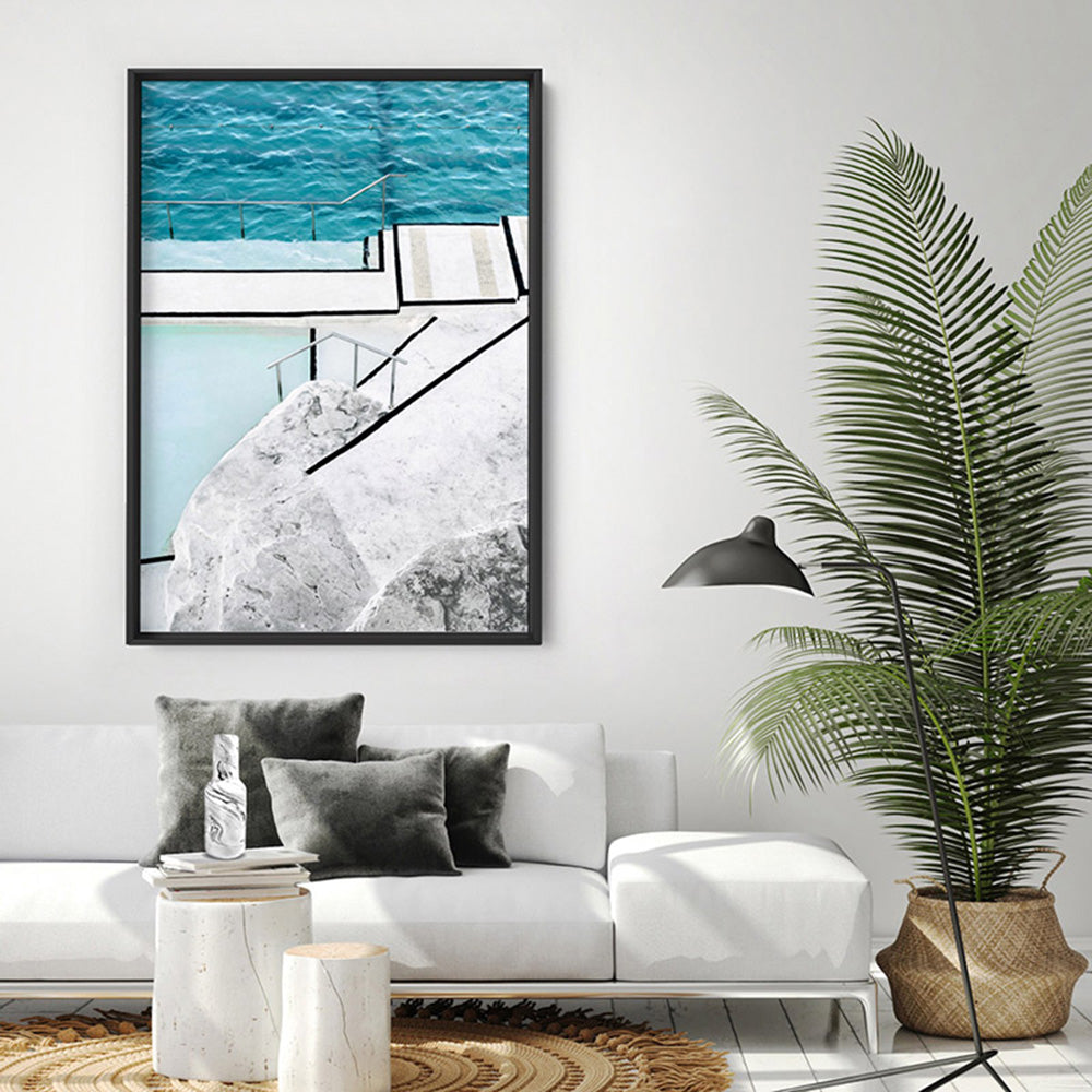 Bondi Icebergs Pool VI - Art Print, Poster, Stretched Canvas or Framed Wall Art Prints, shown framed in a room