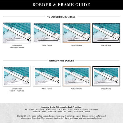 Bondi Icebergs Pool VII - Art Print, Poster, Stretched Canvas or Framed Wall Art, Showing White , Black, Natural Frame Colours, No Frame (Unframed) or Stretched Canvas, and With or Without White Borders