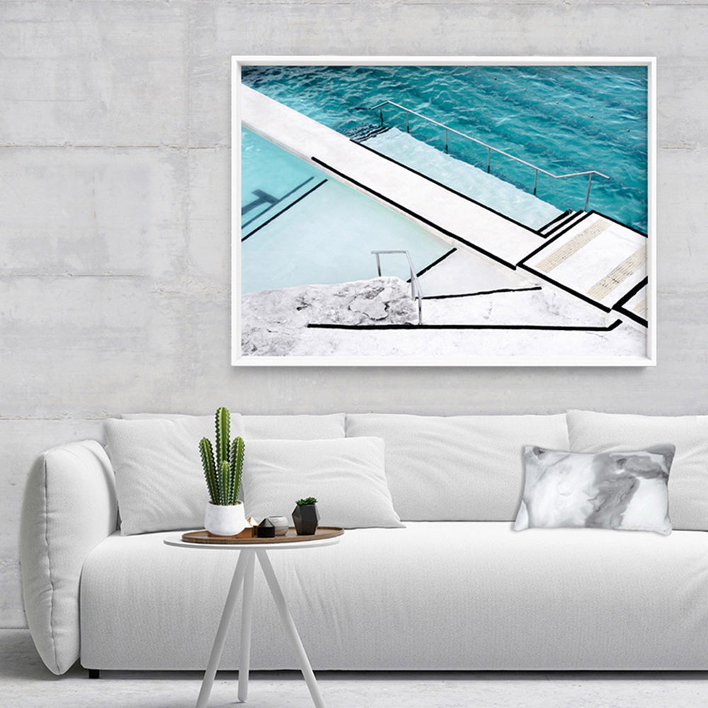 Bondi Icebergs Pool VII - Art Print, Poster, Stretched Canvas or Framed Wall Art Prints, shown framed in a room