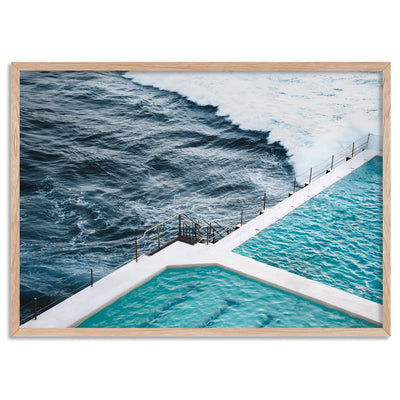 Bondi Icebergs Pool VIII - Art Print, Poster, Stretched Canvas, or Framed Wall Art Print, shown in a natural timber frame