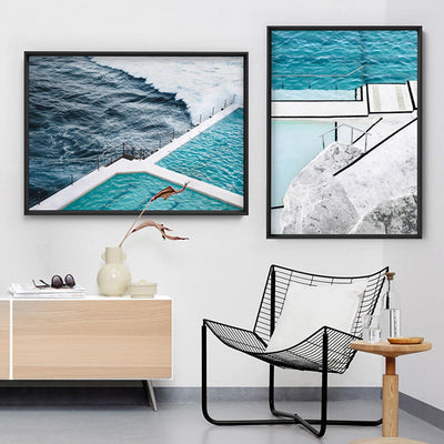 Bondi Icebergs Pool VIII - Art Print, Poster, Stretched Canvas or Framed Wall Art, shown framed in a home interior space
