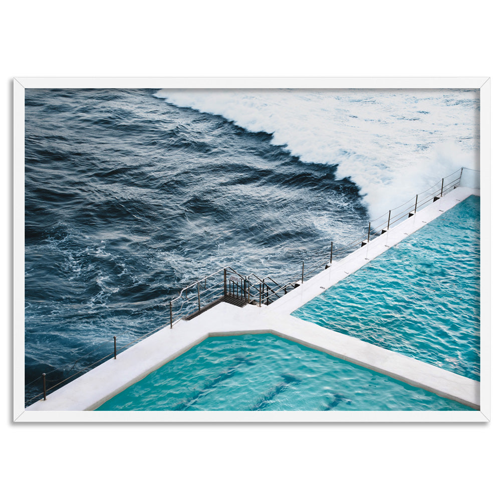Bondi Icebergs Pool VIII - Art Print, Poster, Stretched Canvas, or Framed Wall Art Print, shown in a white frame