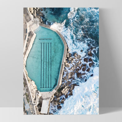 Bronte Rock Pool Aerial I - Art Print, Poster, Stretched Canvas, or Framed Wall Art Print, shown as a stretched canvas or poster without a frame