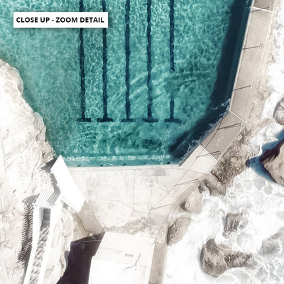 Bronte Rock Pool Aerial II - Art Print, Poster, Stretched Canvas or Framed Wall Art, Close up View of Print Resolution