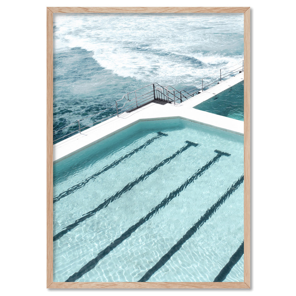 Bondi Icebergs Pool IX - Art Print, Poster, Stretched Canvas, or Framed Wall Art Print, shown in a natural timber frame