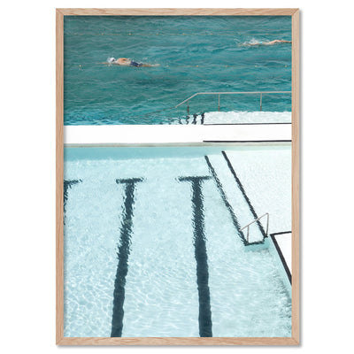 Bondi Icebergs Pool X - Art Print, Poster, Stretched Canvas, or Framed Wall Art Print, shown in a natural timber frame