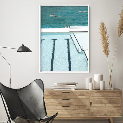 Bondi Icebergs Pool X - Art Print, Poster, Stretched Canvas or Framed Wall Art Prints, shown framed in a room
