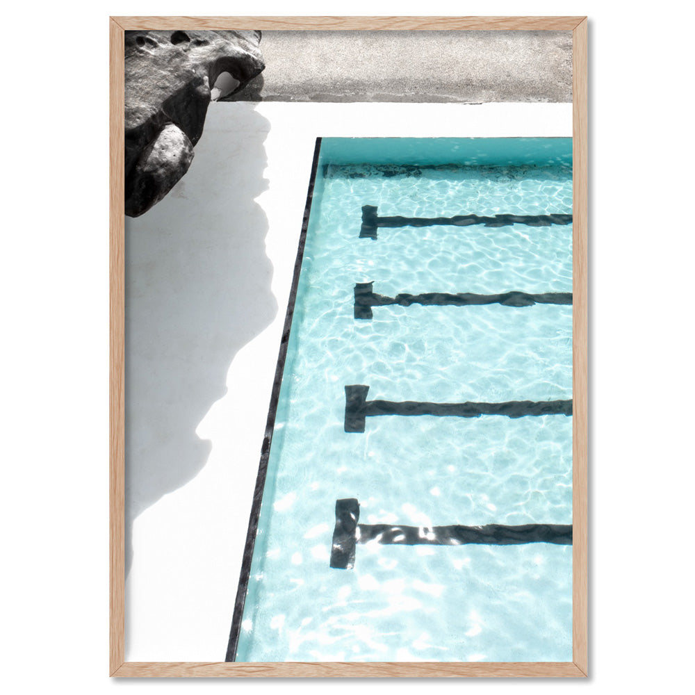 Bondi Icebergs Pool XI - Art Print, Poster, Stretched Canvas, or Framed Wall Art Print, shown in a natural timber frame