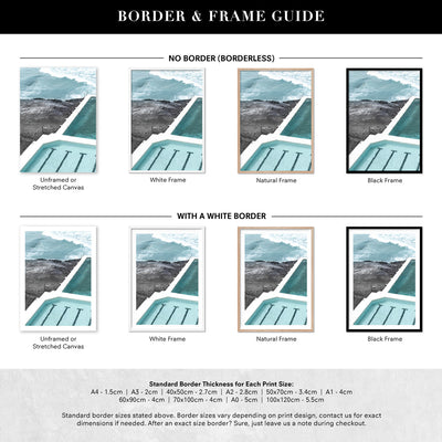 Bondi Icebergs Pool XII - Art Print, Poster, Stretched Canvas or Framed Wall Art, Showing White , Black, Natural Frame Colours, No Frame (Unframed) or Stretched Canvas, and With or Without White Borders