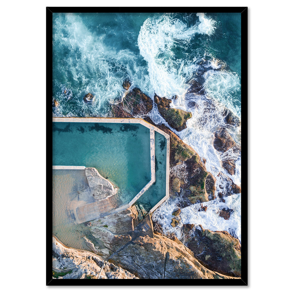 South Curl Curl Rock Pool - Art Print, Poster, Stretched Canvas, or Framed Wall Art Print, shown in a black frame