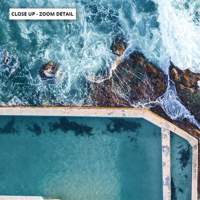 South Curl Curl Rock Pool - Art Print, Poster, Stretched Canvas or Framed Wall Art, Close up View of Print Resolution