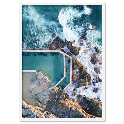 South Curl Curl Rock Pool - Art Print, Poster, Stretched Canvas, or Framed Wall Art Print, shown in a white frame