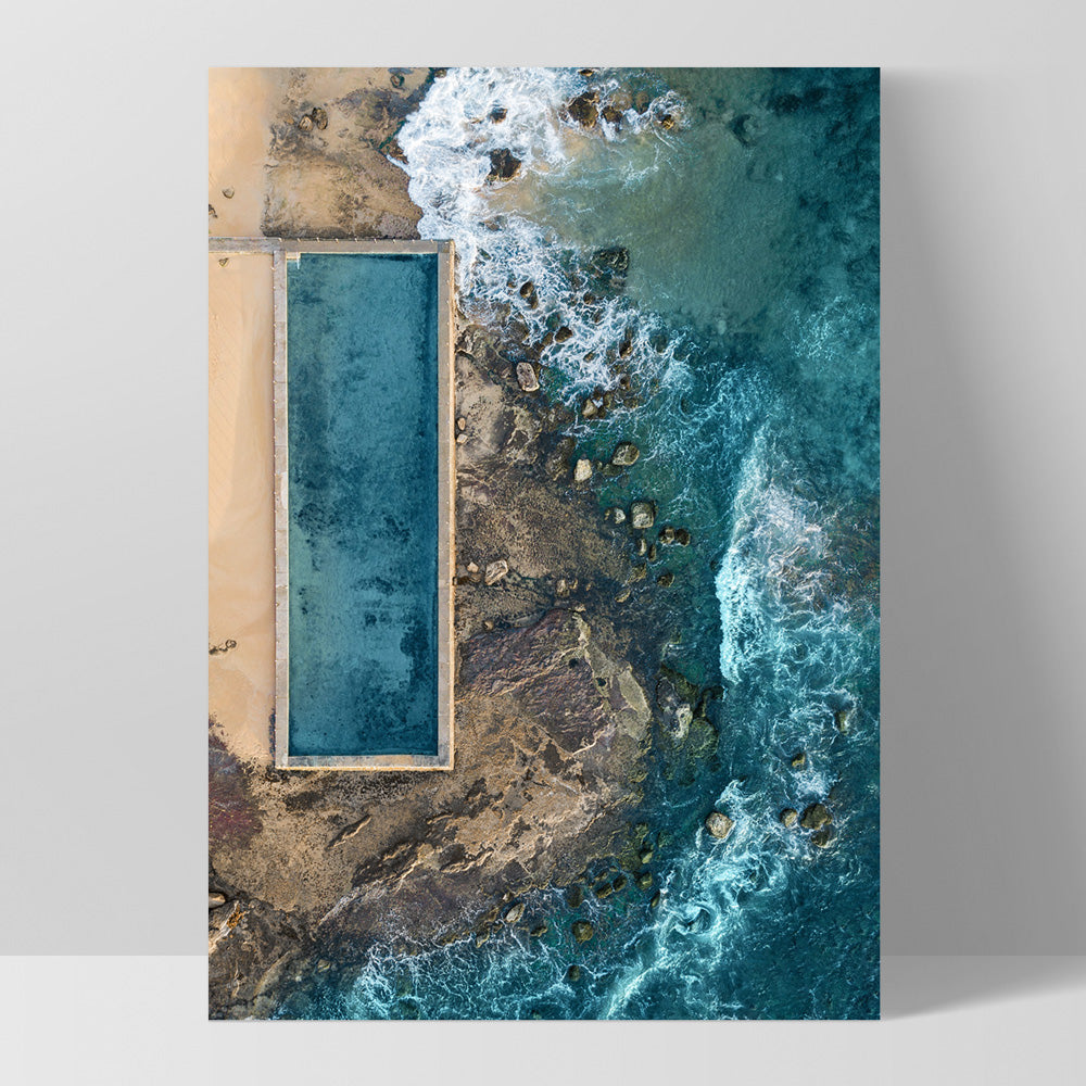 Newport Rock Pool - Art Print, Poster, Stretched Canvas, or Framed Wall Art Print, shown as a stretched canvas or poster without a frame