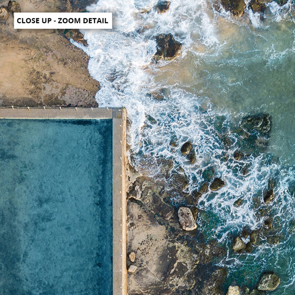 Newport Rock Pool - Art Print, Poster, Stretched Canvas or Framed Wall Art, Close up View of Print Resolution