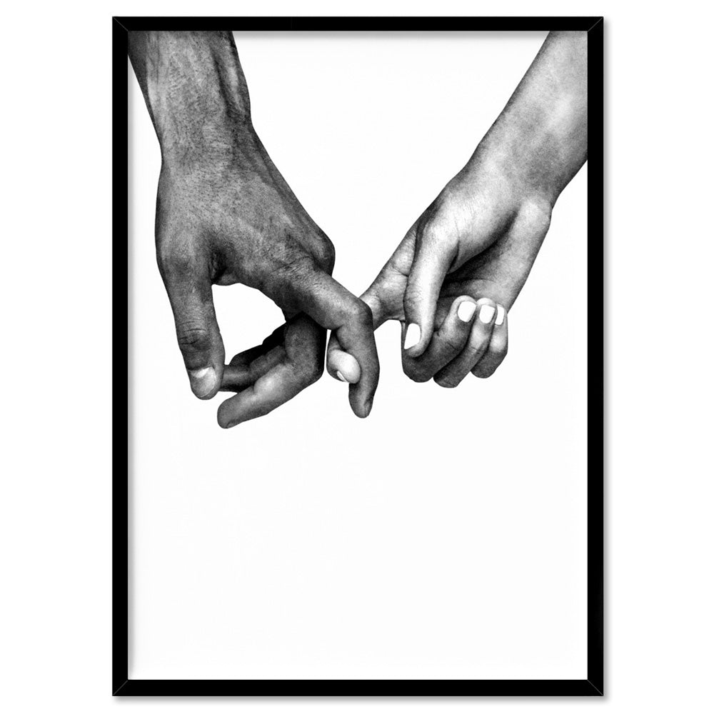 Couple Holding Hands I - Art Print, Poster, Stretched Canvas, or Framed Wall Art Print, shown in a black frame