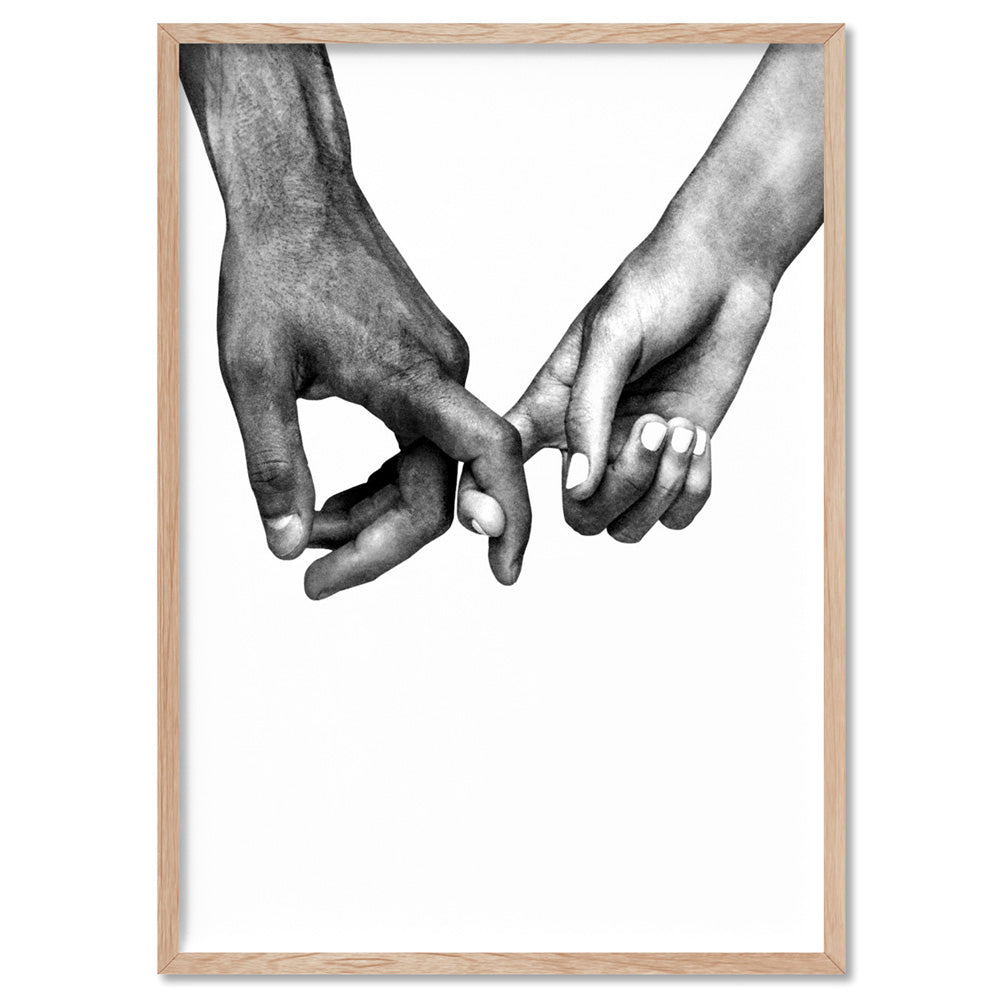 Couple Holding Hands I - Art Print, Poster, Stretched Canvas, or Framed Wall Art Print, shown in a natural timber frame