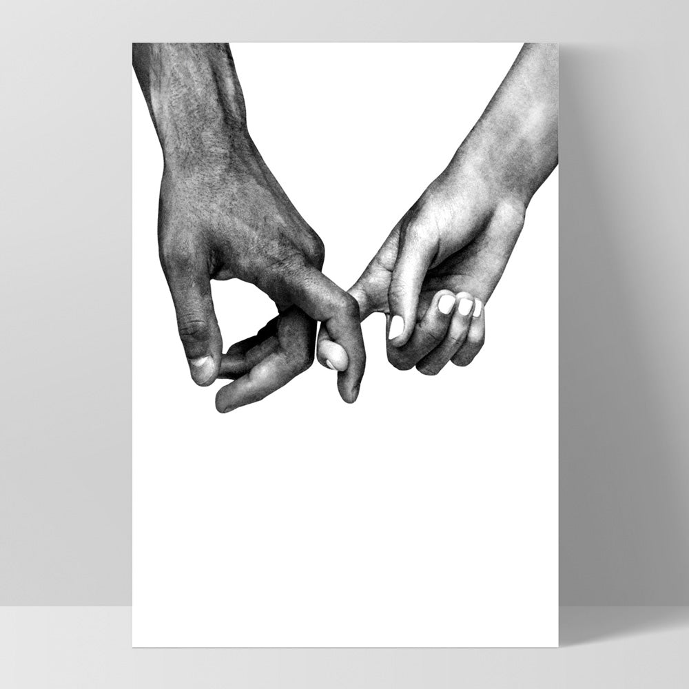 Couple Holding Hands I - Art Print, Poster, Stretched Canvas, or Framed Wall Art Print, shown as a stretched canvas or poster without a frame