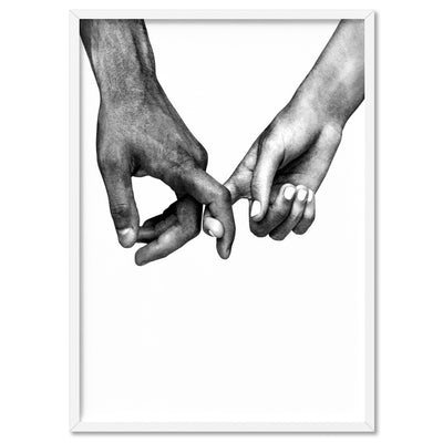 Couple Holding Hands I - Art Print, Poster, Stretched Canvas, or Framed Wall Art Print, shown in a white frame