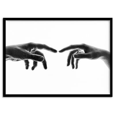 Reaching For You - Art Print, Poster, Stretched Canvas, or Framed Wall Art Print, shown in a black frame