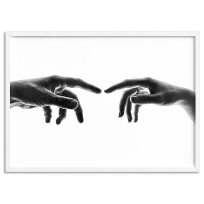 Reaching For You - Art Print, Poster, Stretched Canvas, or Framed Wall Art Print, shown in a white frame