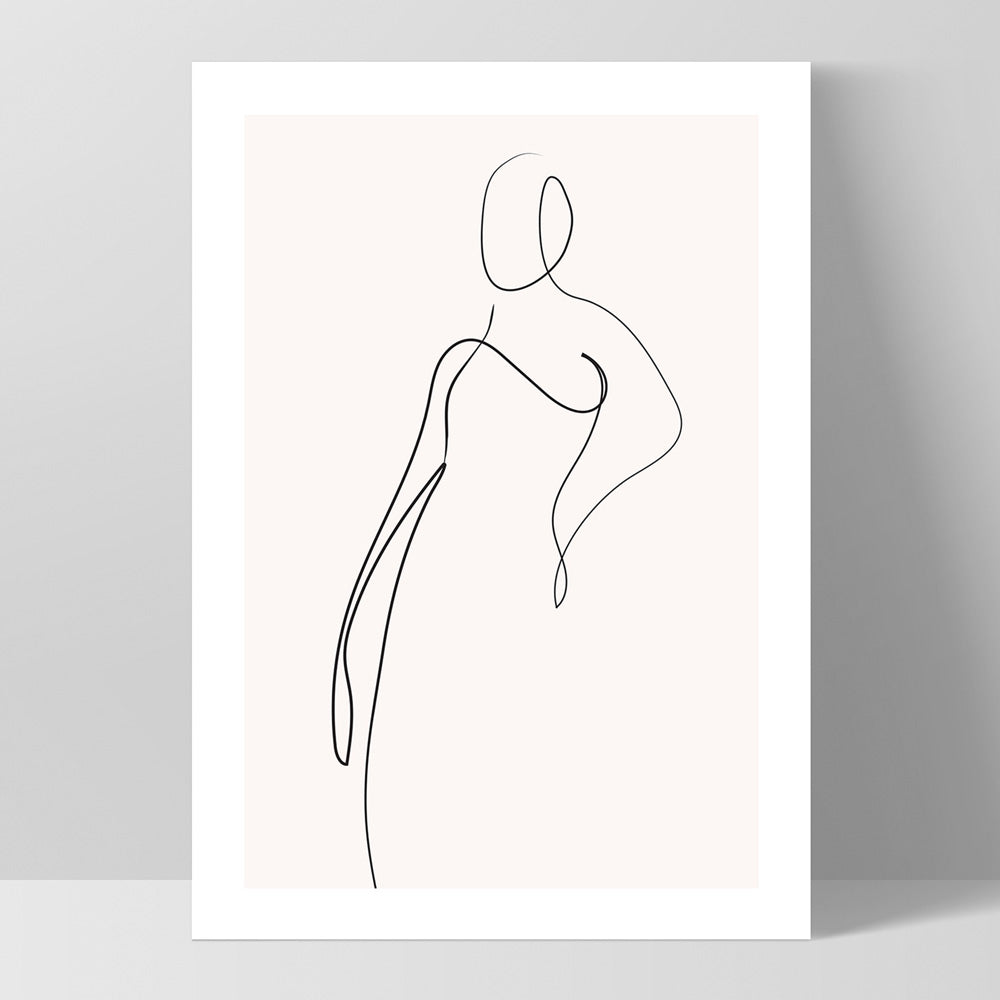 Female Pose Line Art I - Art Print, Poster, Stretched Canvas, or Framed Wall Art Print, shown as a stretched canvas or poster without a frame