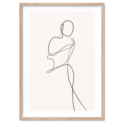 Female Pose Line Art II - Art Print, Poster, Stretched Canvas, or Framed Wall Art Print, shown in a natural timber frame
