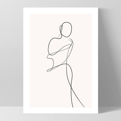 Female Pose Line Art II - Art Print, Poster, Stretched Canvas, or Framed Wall Art Print, shown as a stretched canvas or poster without a frame