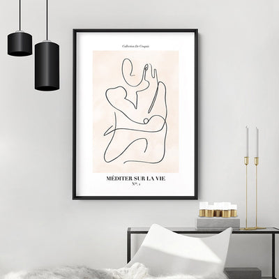 Abstract Line Art Figures I | Meditate on Life - Art Print, Poster, Stretched Canvas or Framed Wall Art Prints, shown framed in a room