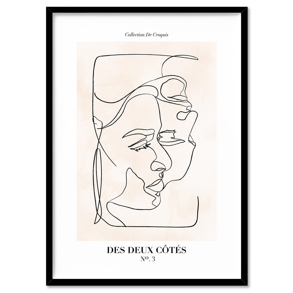 Abstract Line Art Figures III | On both sides - Art Print, Poster, Stretched Canvas, or Framed Wall Art Print, shown in a black frame