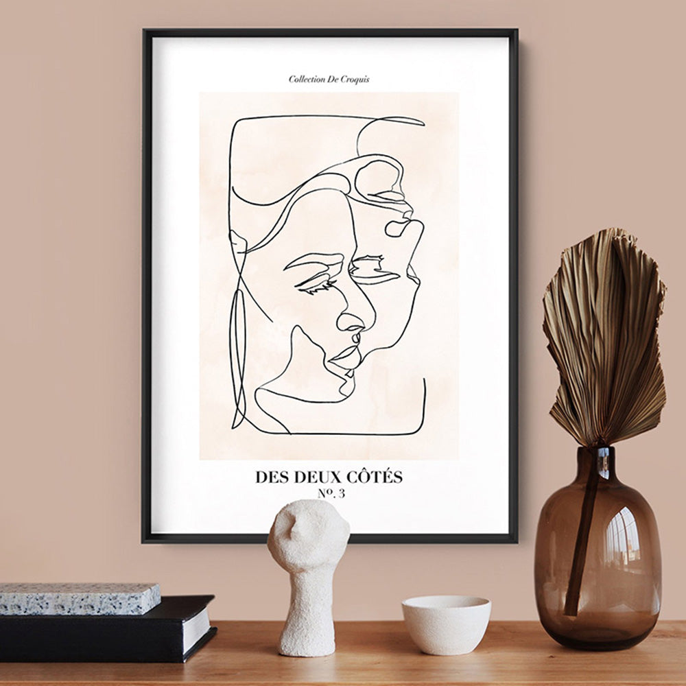 Abstract Line Art Figures III | On both sides - Art Print, Poster, Stretched Canvas or Framed Wall Art Prints, shown framed in a room