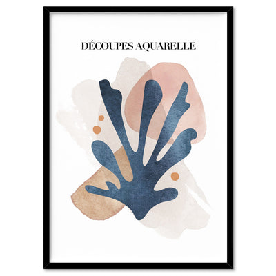 Decoupes Aquarelle I - Art Print, Poster, Stretched Canvas, or Framed Wall Art Print, shown in a black frame