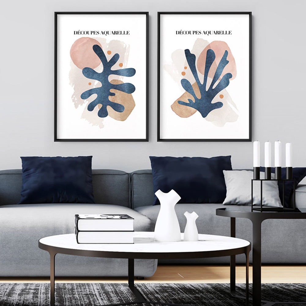 Decoupes Aquarelle I - Art Print, Poster, Stretched Canvas or Framed Wall Art, shown framed in a home interior space