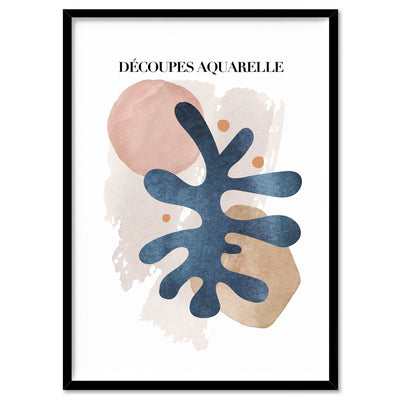 Decoupes Aquarelle II - Art Print, Poster, Stretched Canvas, or Framed Wall Art Print, shown in a black frame
