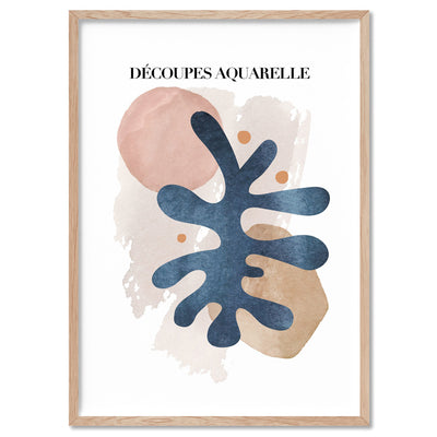Decoupes Aquarelle II - Art Print, Poster, Stretched Canvas, or Framed Wall Art Print, shown in a natural timber frame