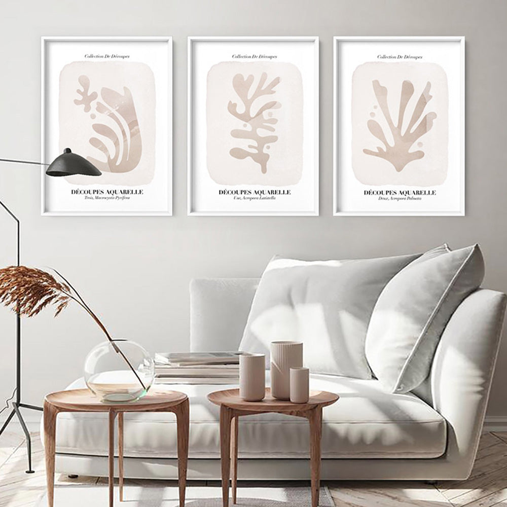 Decoupes Aquarelle IV - Art Print, Poster, Stretched Canvas or Framed Wall Art, shown framed in a home interior space