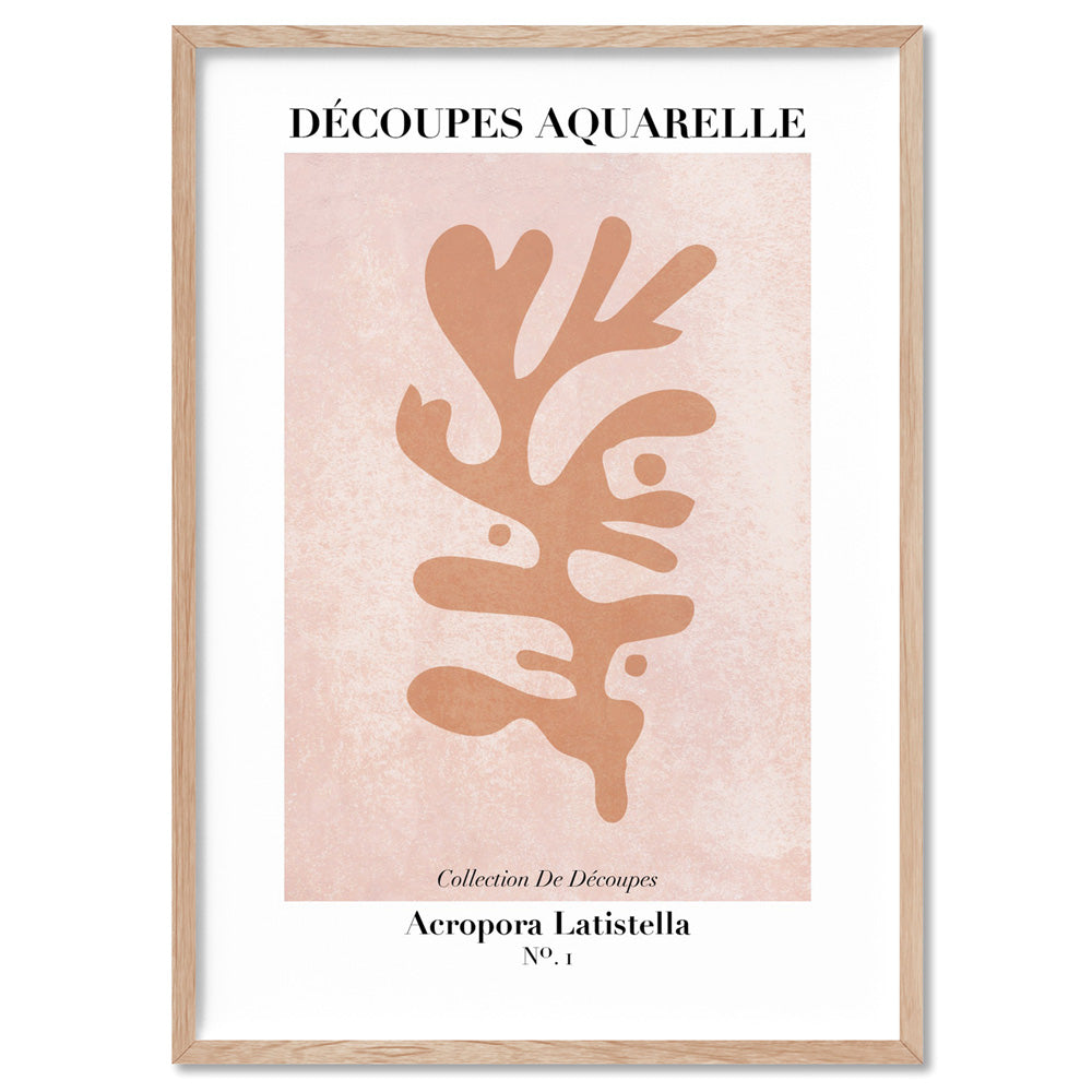 Decoupes Aquarelle VIII - Art Print, Poster, Stretched Canvas, or Framed Wall Art Print, shown in a natural timber frame