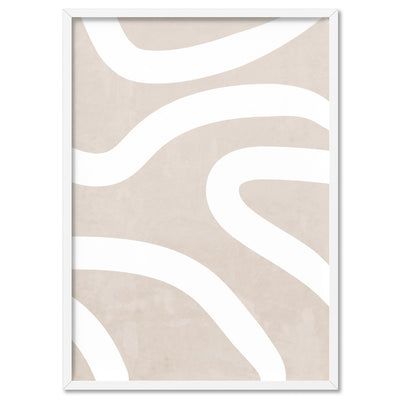 Boho Abstracts | White Lines I - Art Print, Poster, Stretched Canvas, or Framed Wall Art Print, shown in a white frame