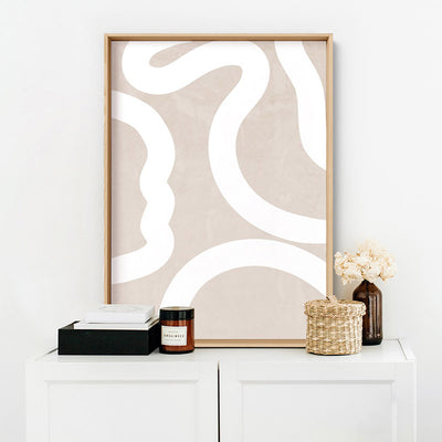 Boho Abstracts | White Lines II - Art Print, Poster, Stretched Canvas or Framed Wall Art Prints, shown framed in a room