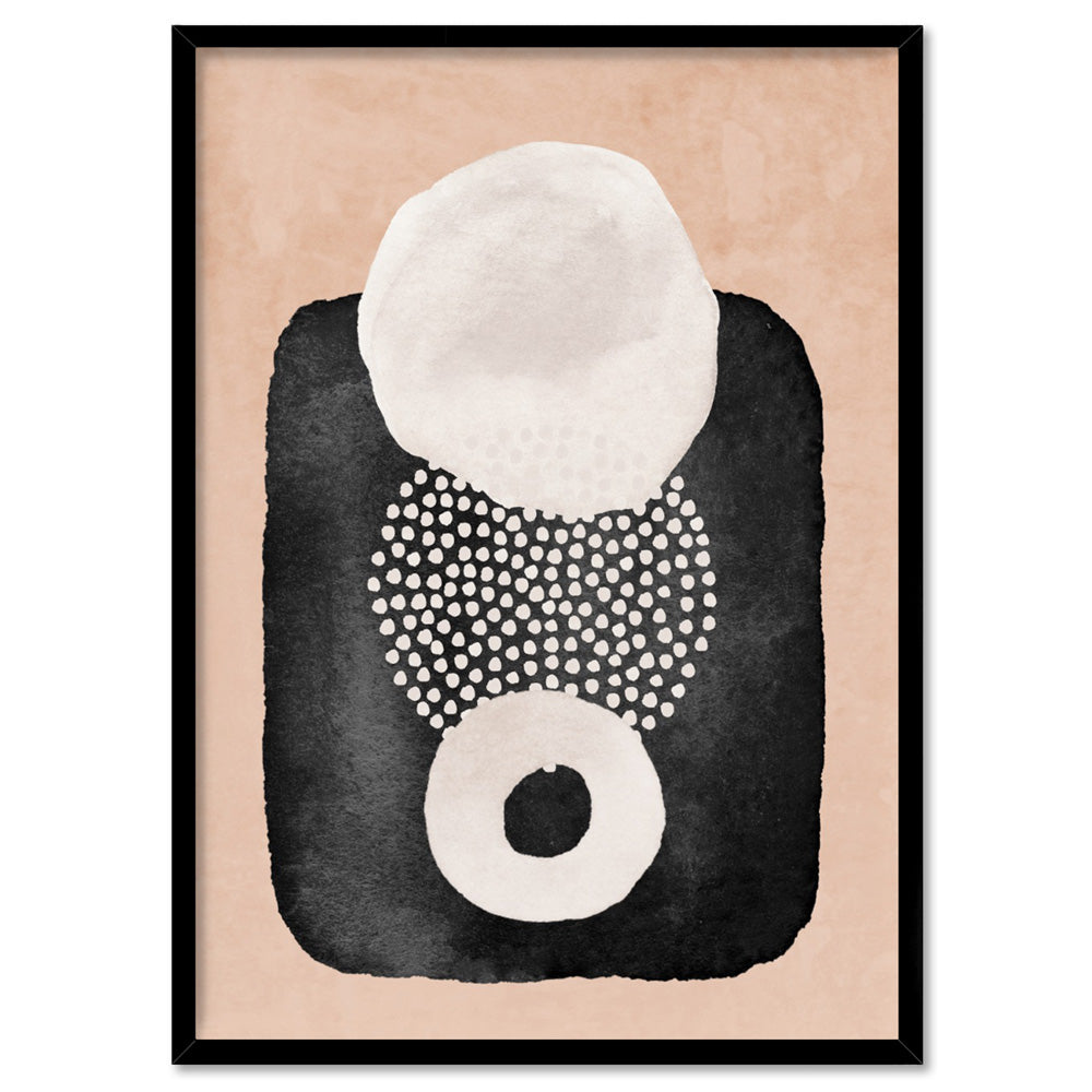 Boho Shapes Abstract I - Art Print, Poster, Stretched Canvas, or Framed Wall Art Print, shown in a black frame