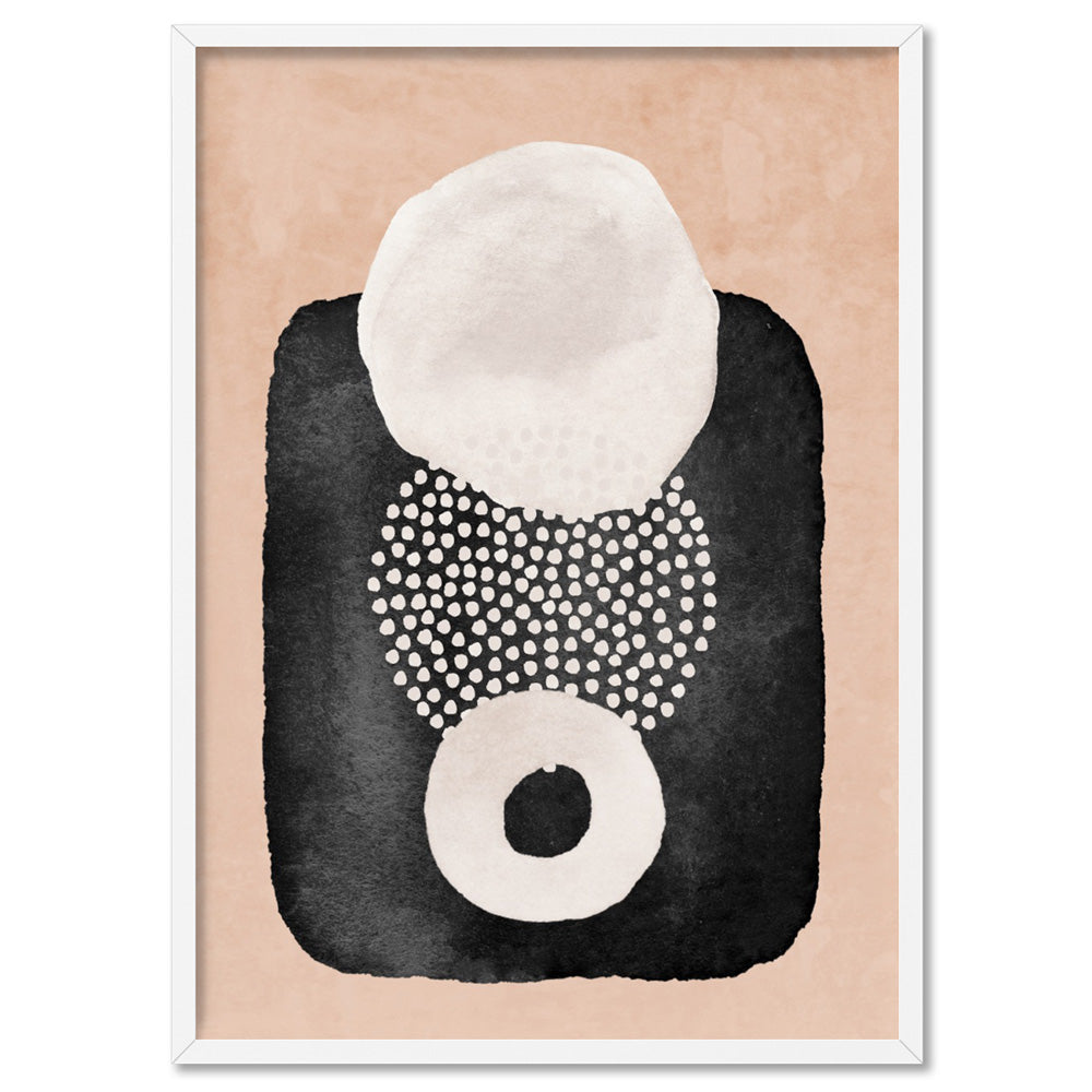 Boho Shapes Abstract I - Art Print, Poster, Stretched Canvas, or Framed Wall Art Print, shown in a white frame