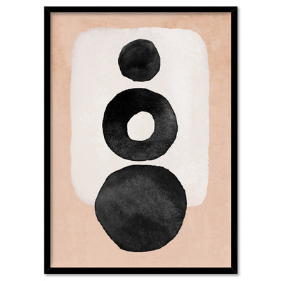 Boho Shapes Abstract II - Art Print, Poster, Stretched Canvas, or Framed Wall Art Print, shown in a black frame