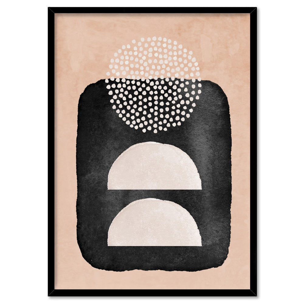 Boho Shapes Abstract III - Art Print, Poster, Stretched Canvas, or Framed Wall Art Print, shown in a black frame