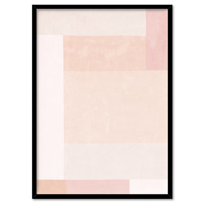 Abstract Blocks | Boho Blush I - Art Print, Poster, Stretched Canvas, or Framed Wall Art Print, shown in a black frame