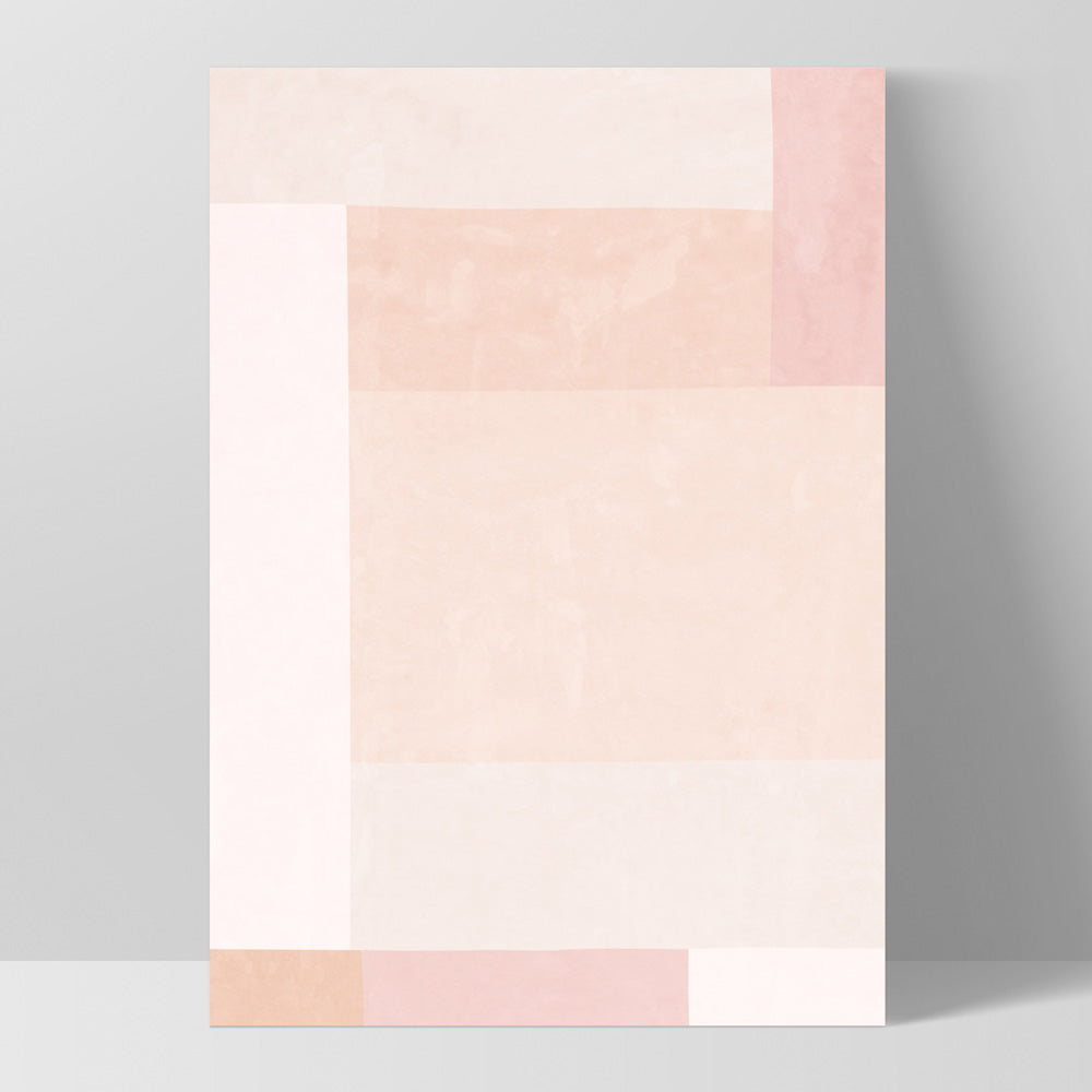 Abstract Blocks | Boho Blush I - Art Print, Poster, Stretched Canvas, or Framed Wall Art Print, shown as a stretched canvas or poster without a frame