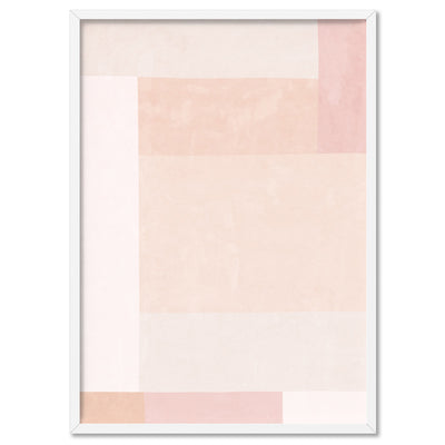 Abstract Blocks | Boho Blush I - Art Print, Poster, Stretched Canvas, or Framed Wall Art Print, shown in a white frame