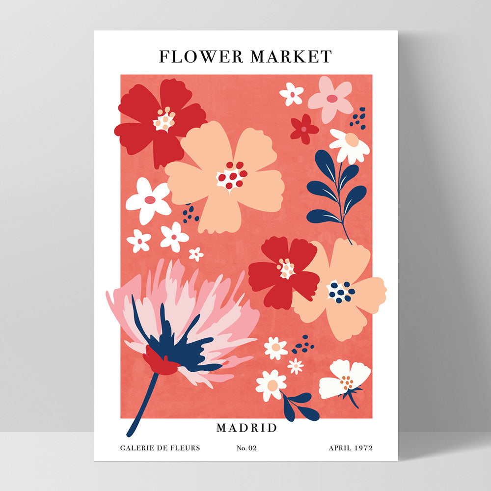 Flower Market | Madrid - Art Print, Poster, Stretched Canvas, or Framed Wall Art Print, shown as a stretched canvas or poster without a frame