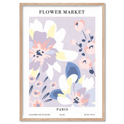 Flower Market | Paris - Art Print, Poster, Stretched Canvas, or Framed Wall Art Print, shown in a natural timber frame