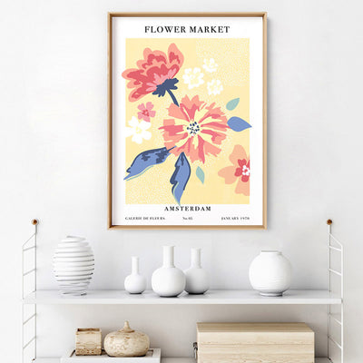 Flower Market | Amsterdam - Art Print, Poster, Stretched Canvas or Framed Wall Art Prints, shown framed in a room