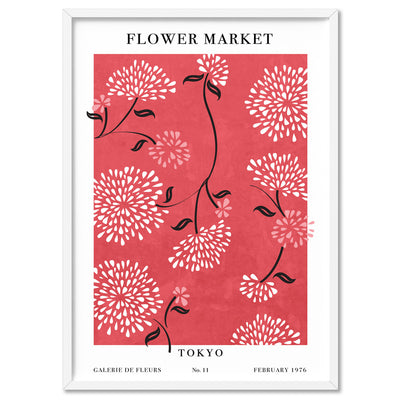Flower Market | Tokyo - Art Print, Poster, Stretched Canvas, or Framed Wall Art Print, shown in a white frame