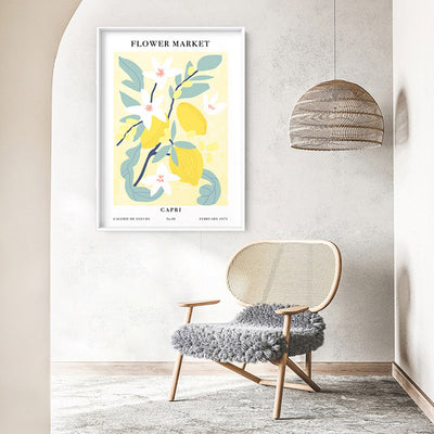Flower Market | Capri - Art Print, Poster, Stretched Canvas or Framed Wall Art Prints, shown framed in a room